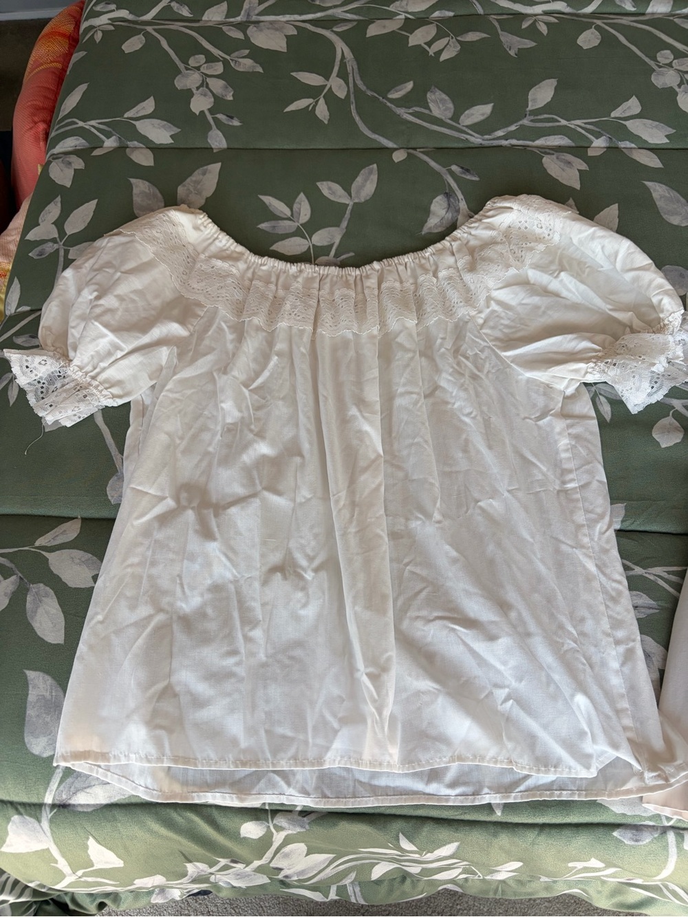 Light Cream Eyelet Off-Shoulder Ruffle Blouse - Picture 3 of 3